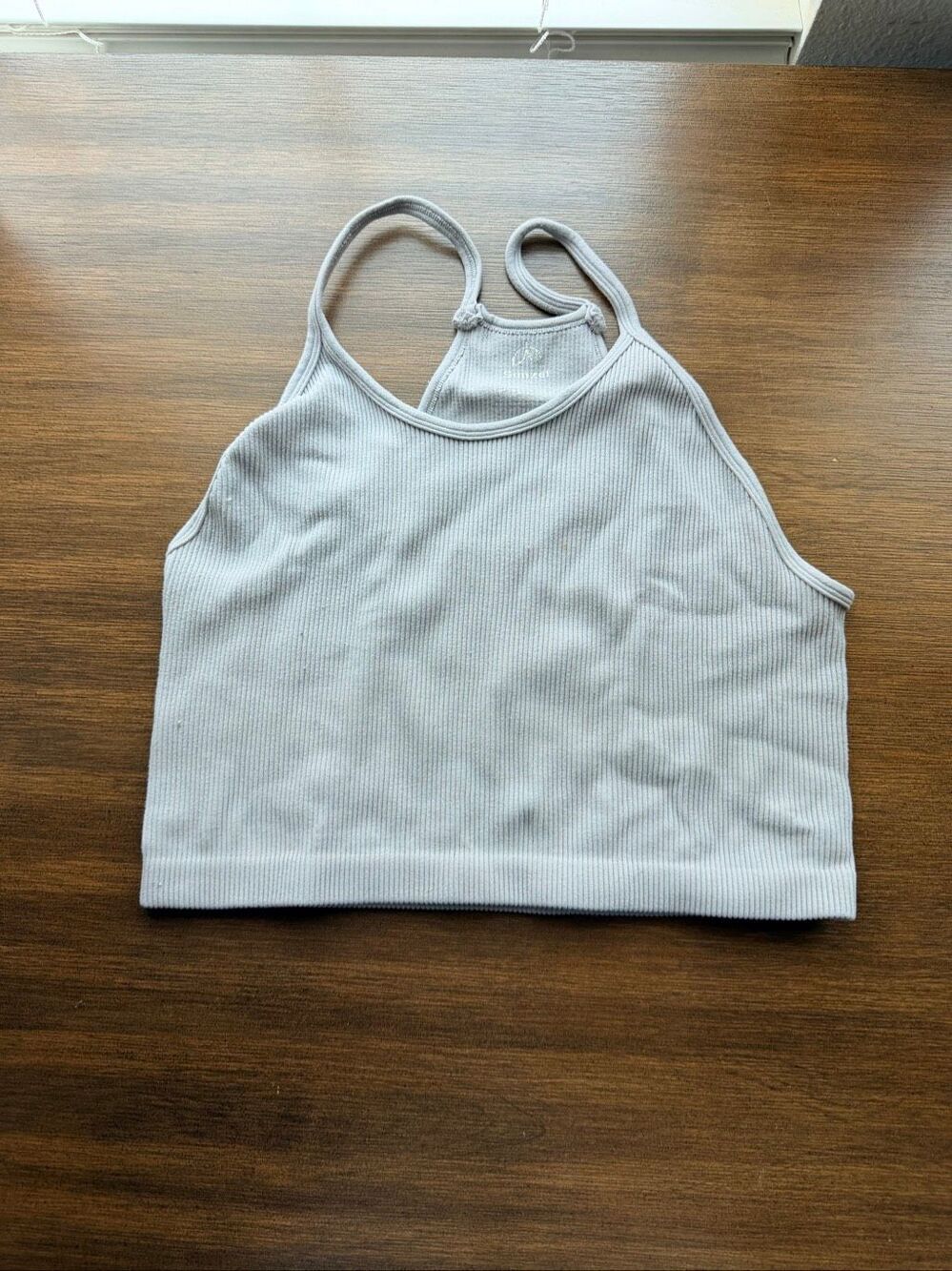 Sunzel Ribbed Seamless Racerback Crop Top Tank Light Blue Size Large L Active